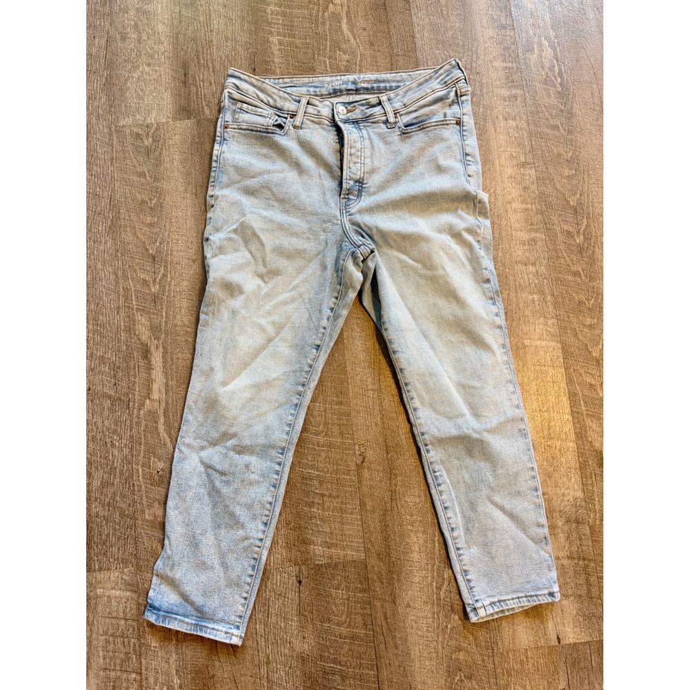Old Navy OG Straight High Rise Light Wash Button Fly Extra Stretch Jeans Mens 14